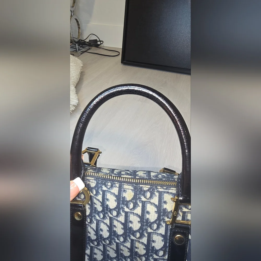 Dior Blue and White Satchel with Monogram Print - Picture 16 of 16